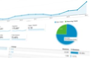 Abstract visualization of data analytics with graphs and charts showing dynamic growth.