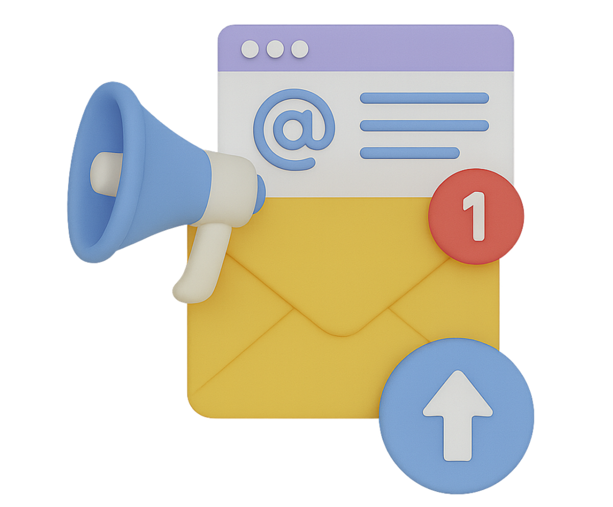 ai generated, email marketing, communication, megaphone, email, notification, online, promotion, advertising, internet, business, technology, inbox, send, receive, campaign, notification icon, cutout